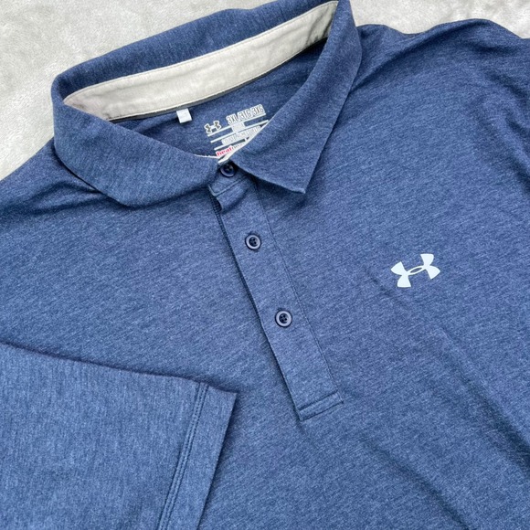 Under Armour Other - Under Armour Polo Shirt Mens 3XL Blue Heathered HeatGear Loose Fit Short Sleeve